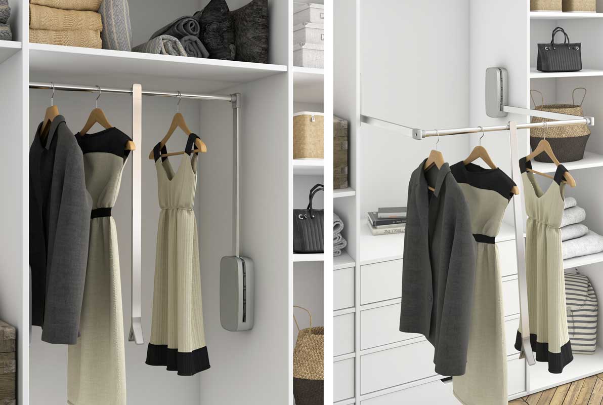 830-1150mm breite regulierbar Kleiderlift für Schrankbreite Weiße Farbe kleiderschranklift Emuca