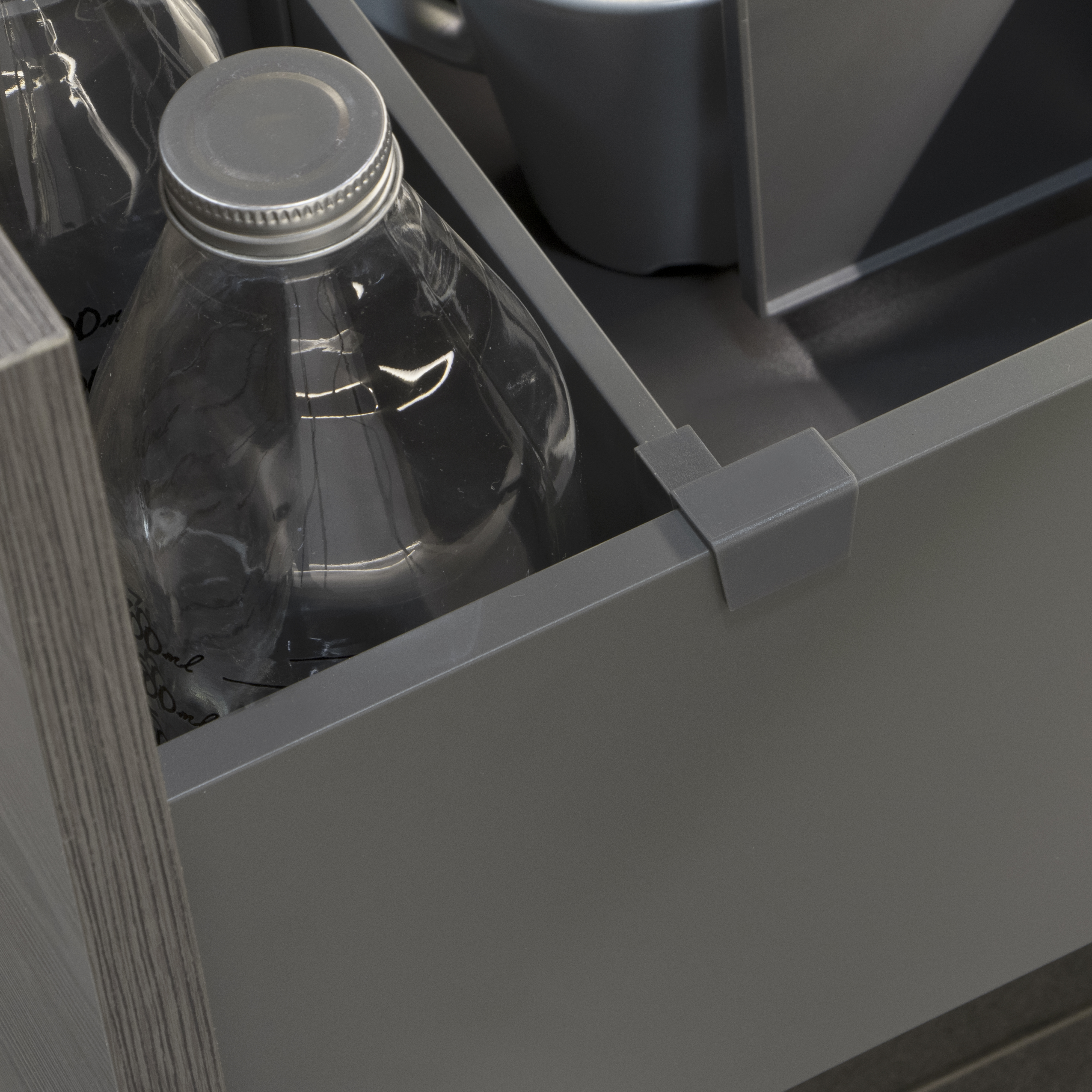 Emuca Orderbox Tellerhalter für Schublade, 90x470 mm, Grau anthrazit,  Aluminium und Kunststoff