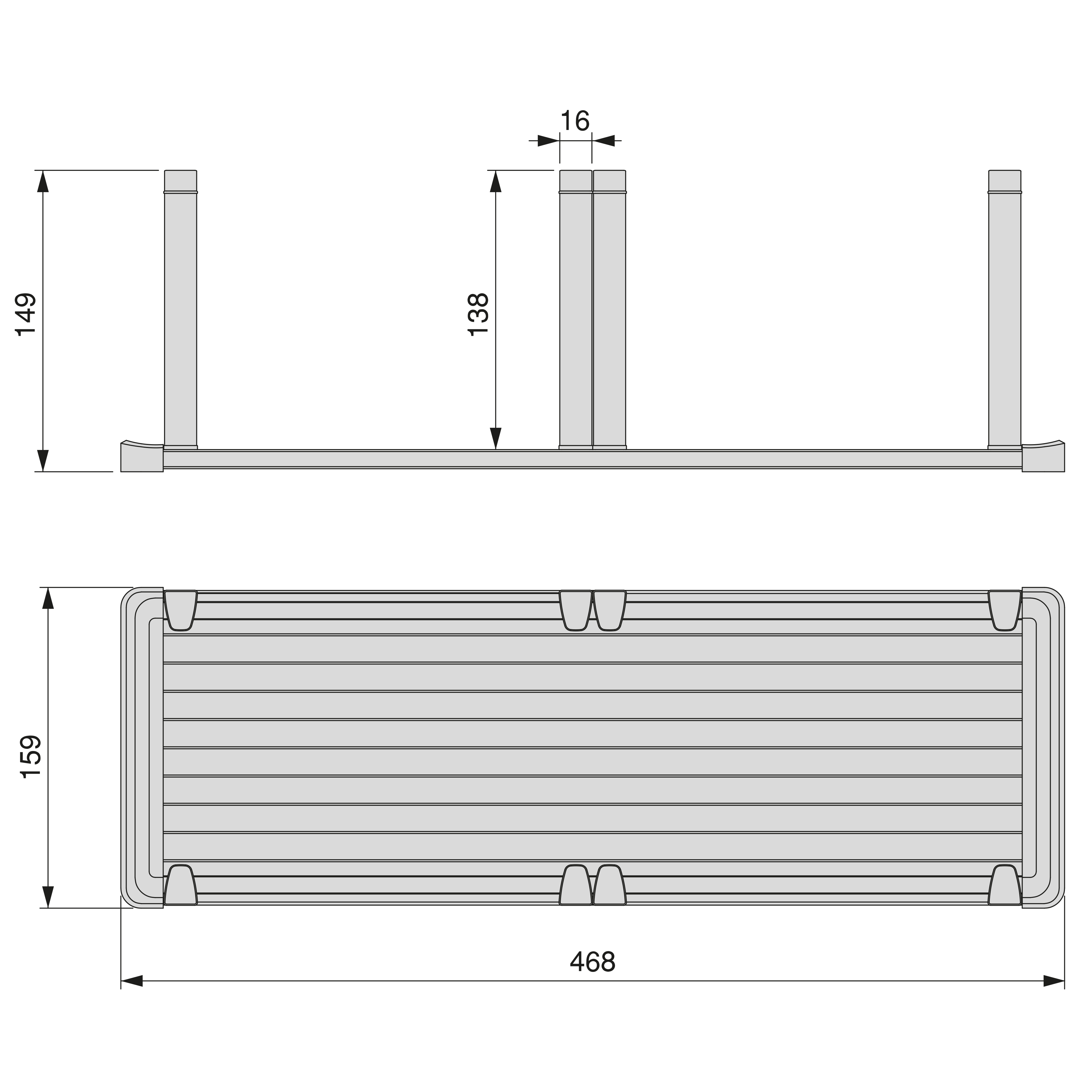 Orderbox vertikaler Tellerhalter für Schublade, 159x468 mm, Grau